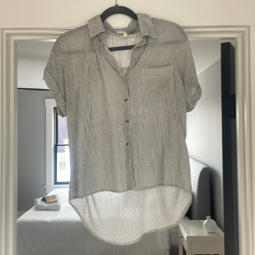 Striped button down collard tshirt